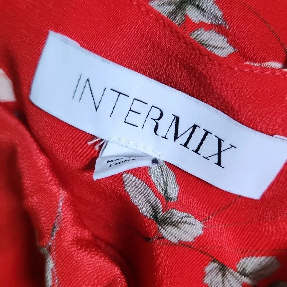NWOT INTERMIX Cleo Red floral silk mini dress - Picture 8 of 9